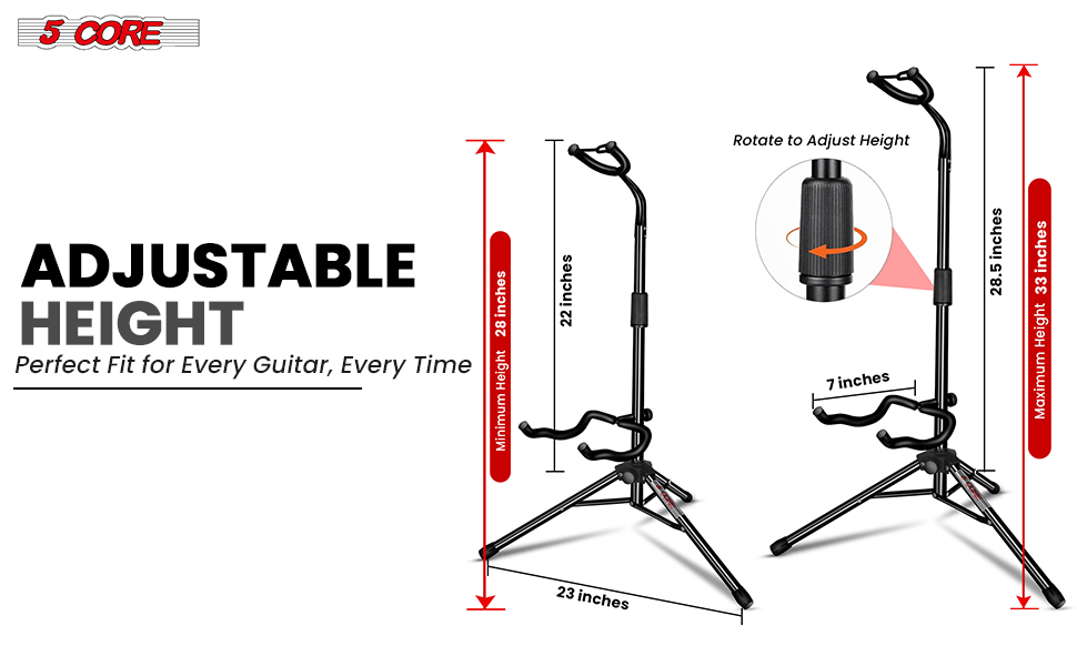 5 Core Guitar Stand Floor Adjustable Heavy Duty w Neck Holder for Acoustic Electric Classic Bass image 14