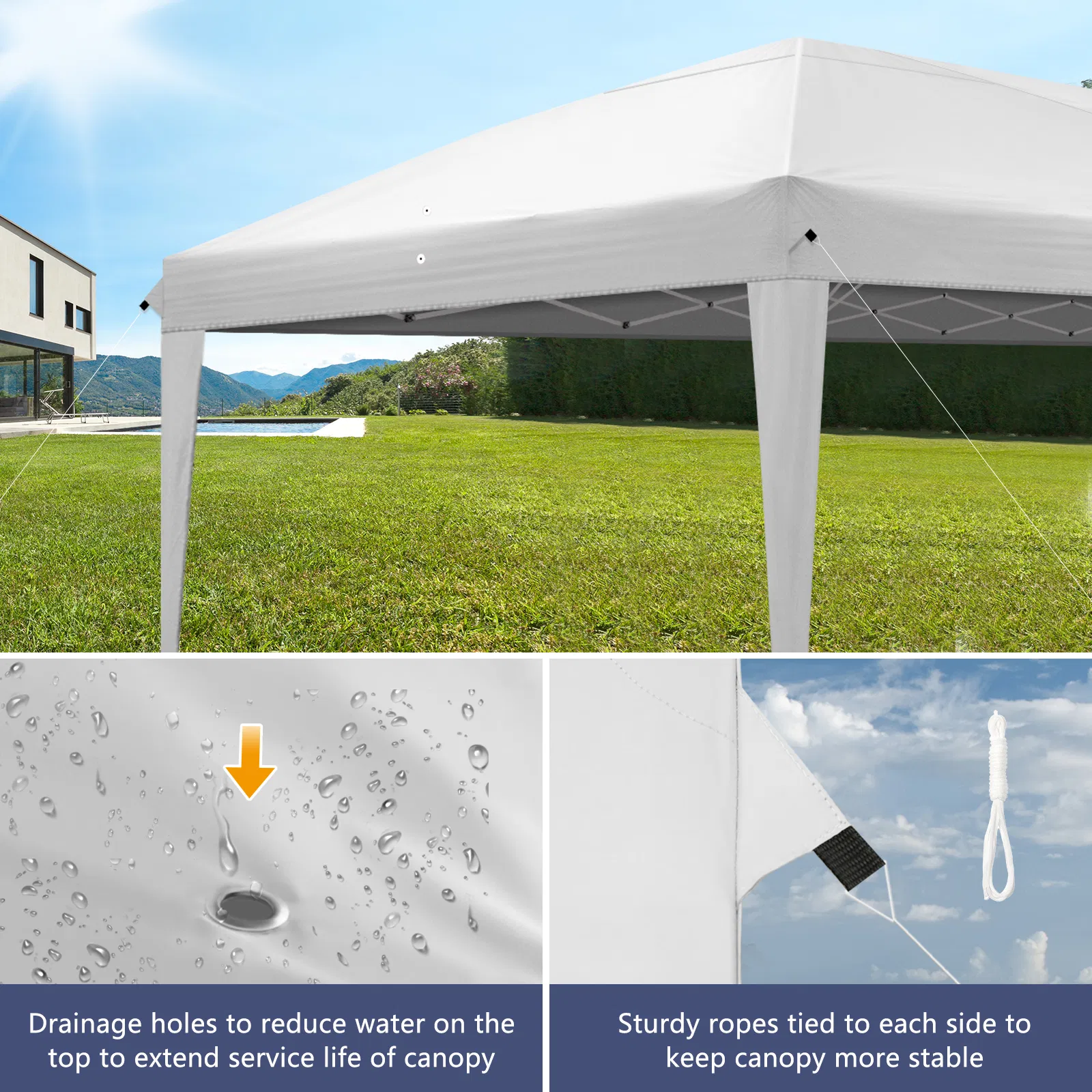 3 x 6m Four Windows Practical Waterproof Folding Tent White image 15