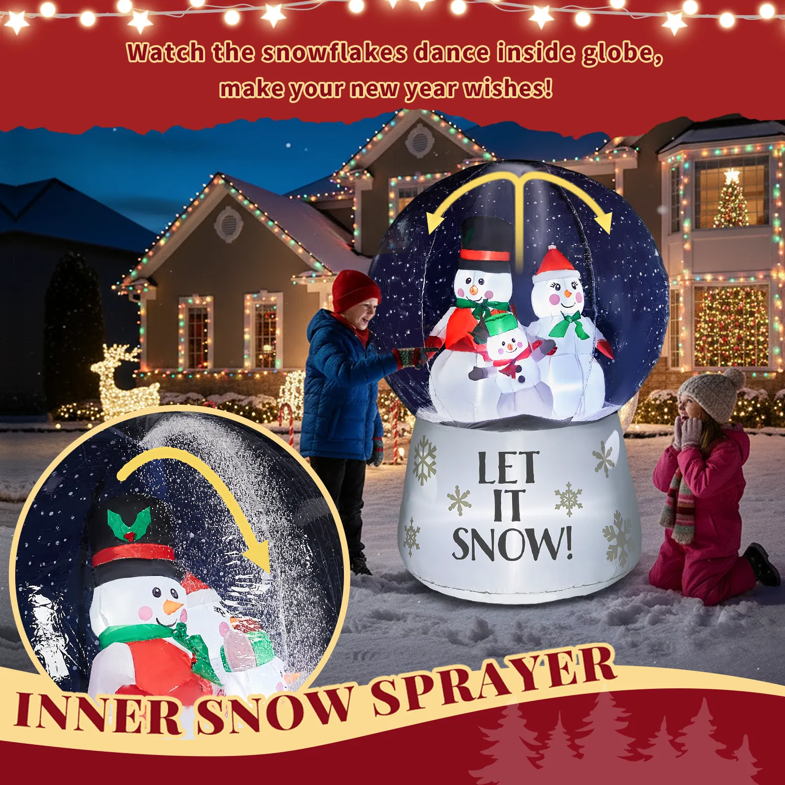 6 FT Lighted Christmas Inflatable Decoration, Large Inflatable Snow Globe with Snowman Family, Funny Blow… image 7