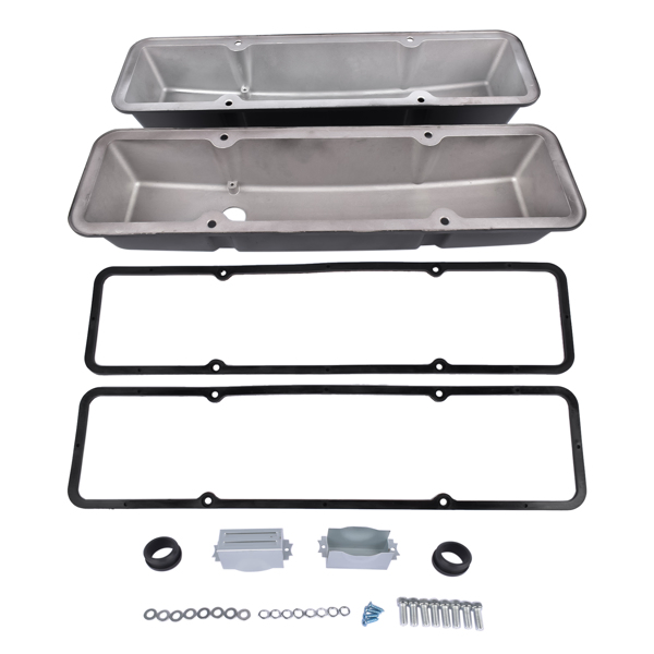 气门室盖 Valve Covers Fabricated Aluminum Polished for Chevy Small Block 283 302 305 327 350 400 1958-1986 Black-13