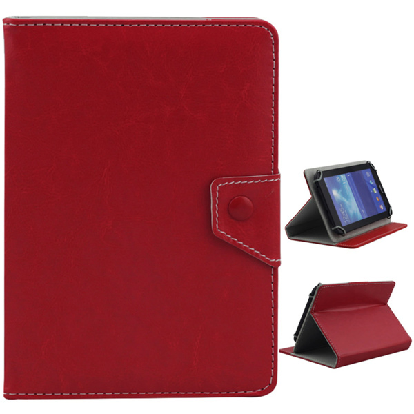 Funda universal de cuero de 7 pulgadas con textura de piel de vaca, rojo-8