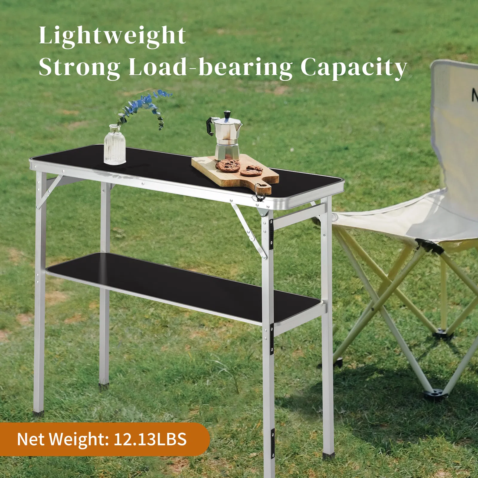 Portable Folding Bar Table with Shelf, Tradeshow Podium Table with Black Skirt and Carrying Bag, for… image 13