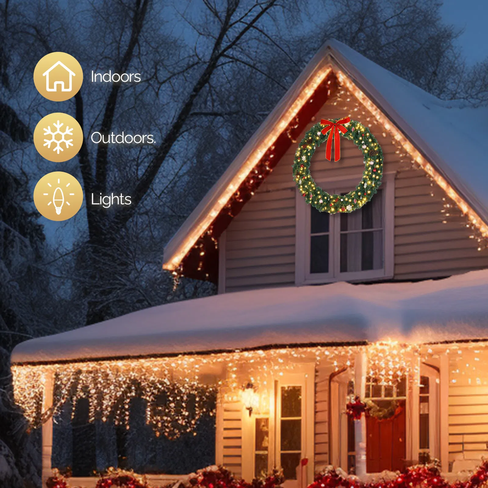 48in 150 Lights 450 Branches PVC Bow Decoration Garland Garden Garland Decoration Green image 8
