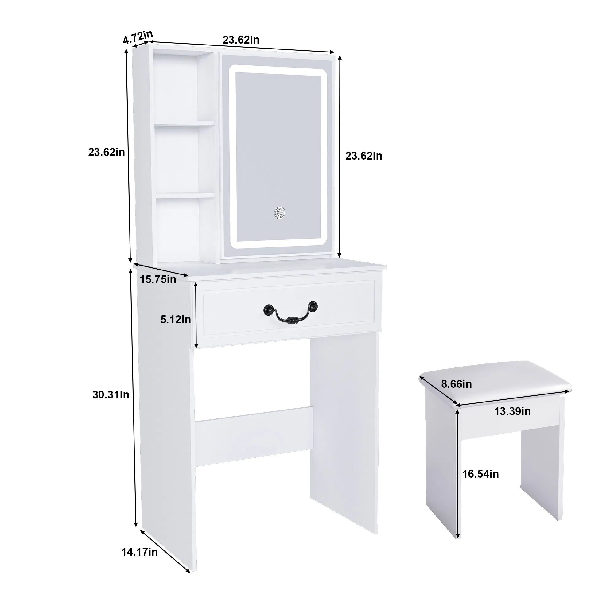 LED Mirror Vanity with Stool, picture 4 of 5