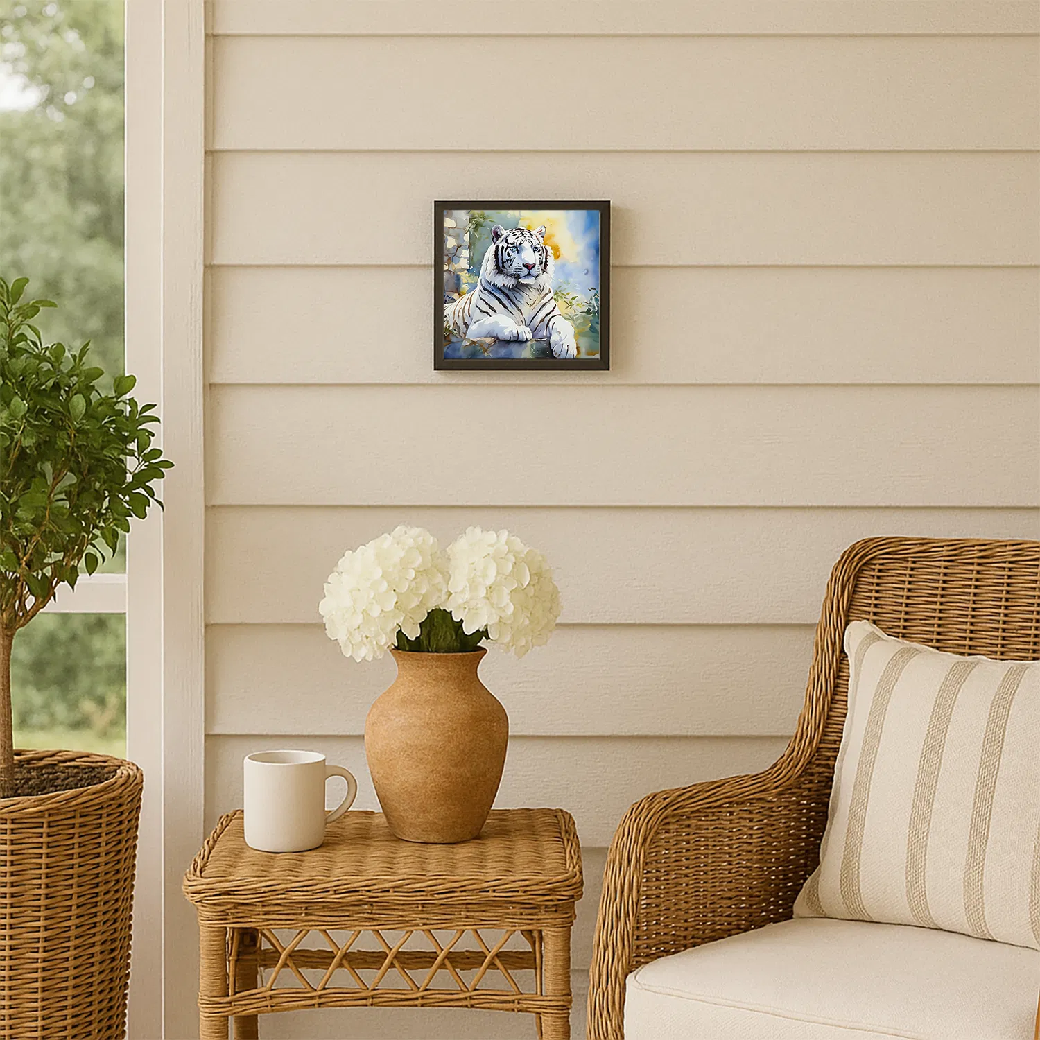 Framed Metal Print, White Tiger, picture 2 of 3