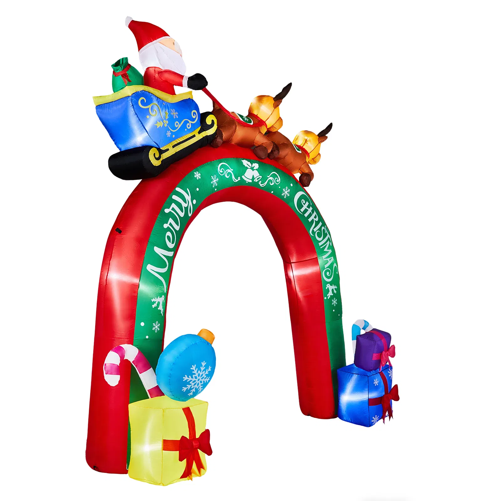 10FT Lighted Christmas Inflatable Archway, Inflatable Arch with Reindeer Pulling Santa's Sleigh, Blow Up… image 9