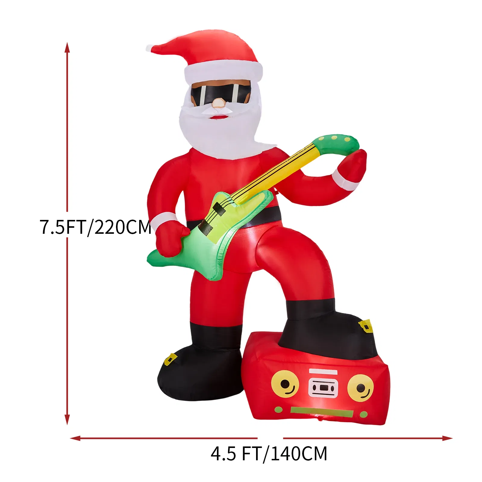 7.5FT Lighted Christmas Inflatable Decoration, Inflatable Black Santa Playing Electric Guitar, Funny Blow… image 3