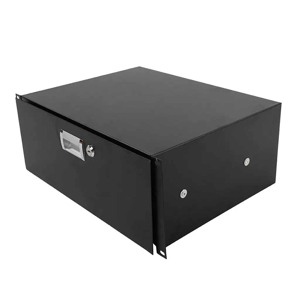 19" 4U Steel Plate DJ Drawer Equipment Cabinet with Keys Black image 14