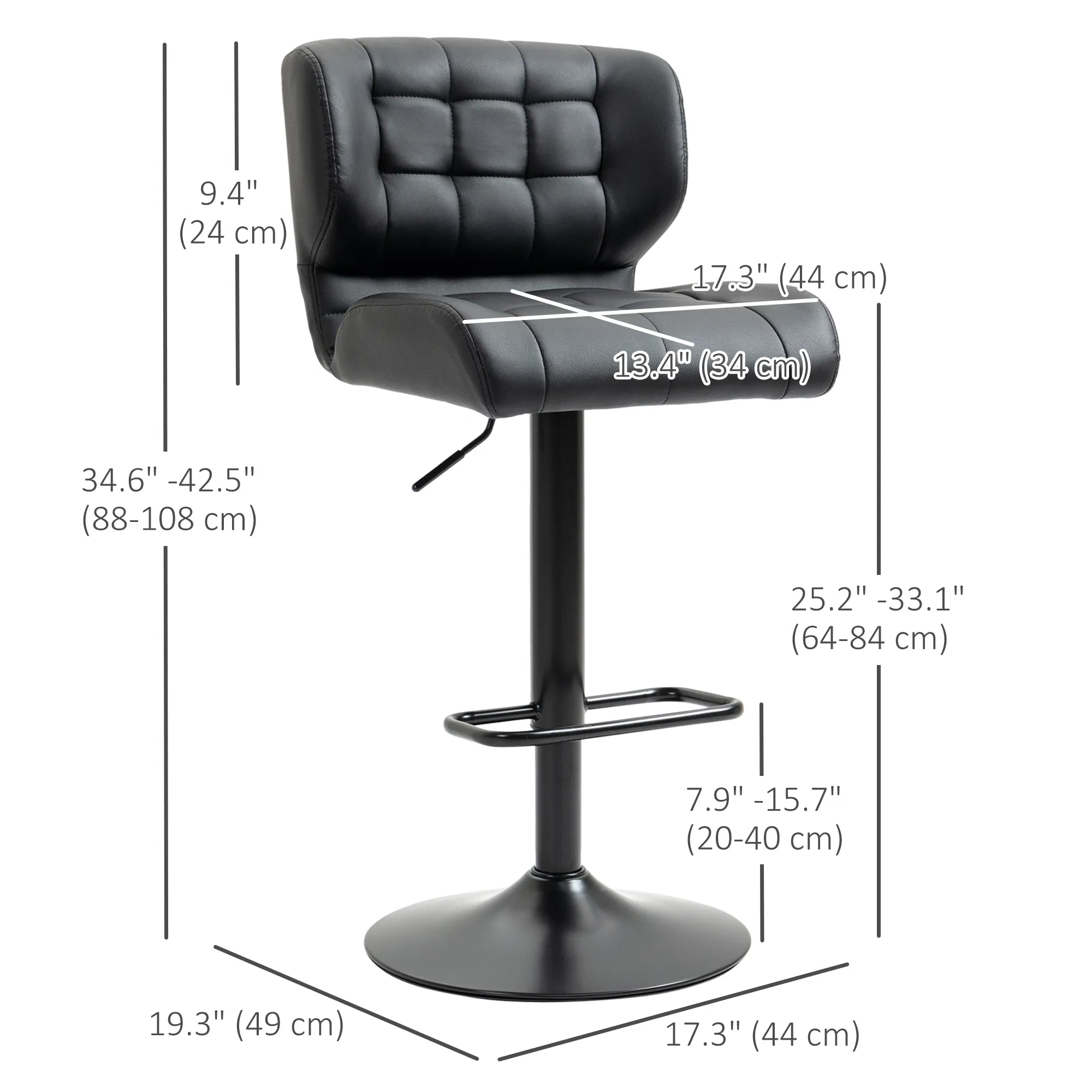 Adjustable Swivel Barstools Set, picture 4 of 5