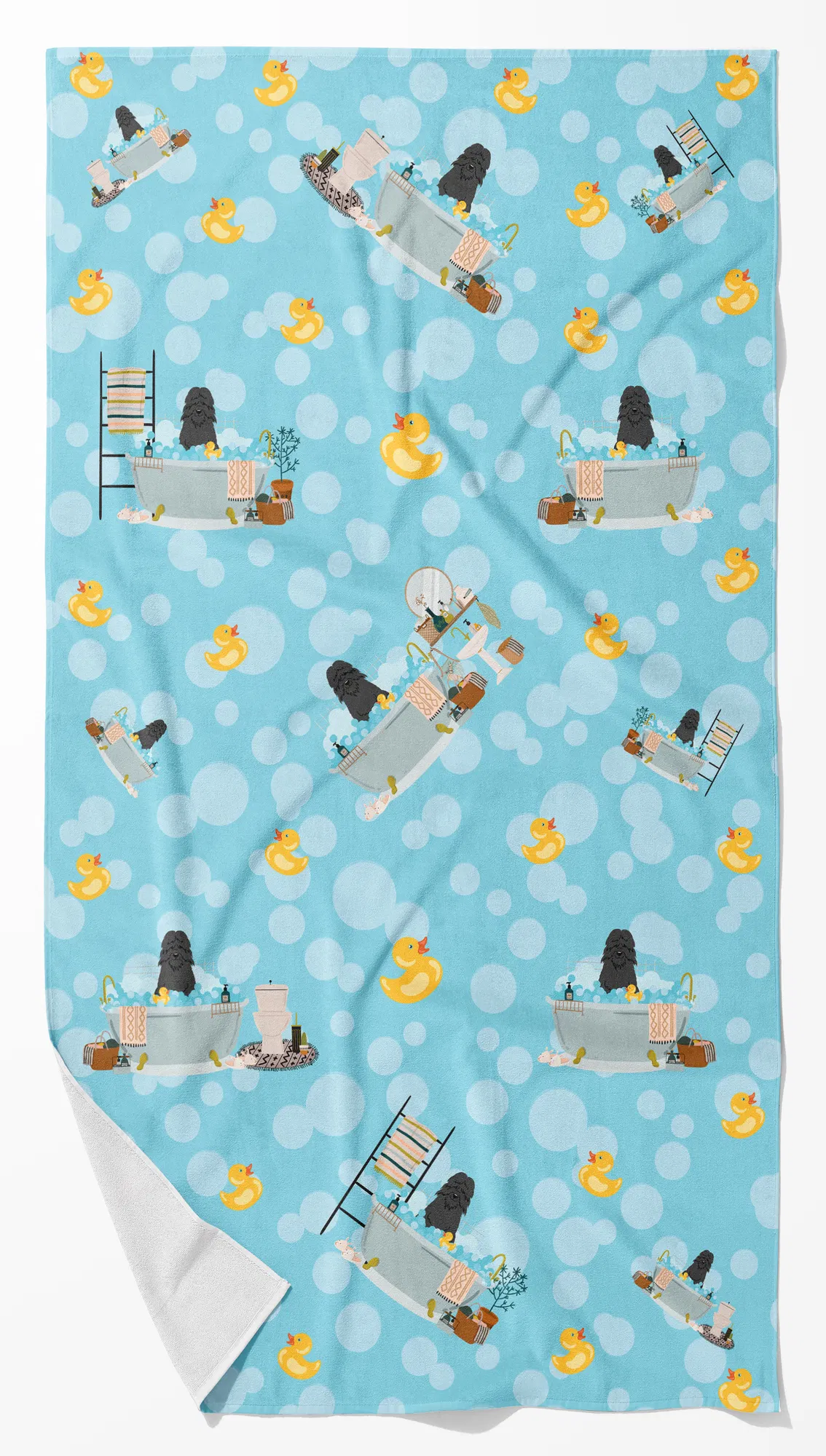 Bouvier des Flandres in Bathtub Bath Towel Large Oversized Plush Fitness Body Towel, Ultra Soft Absorbent Quick Drying, 42"L x 24"W