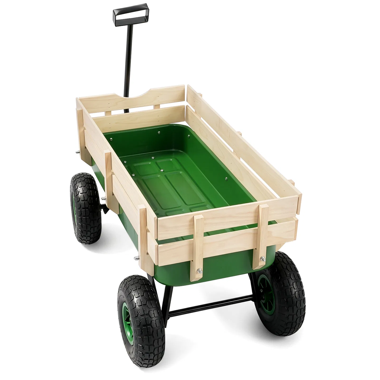 Heavy Duty Steel Wooden Side Support Cargo Wagon with 10" All-Terrain Air Tires, Up to 220lb Load… image 3