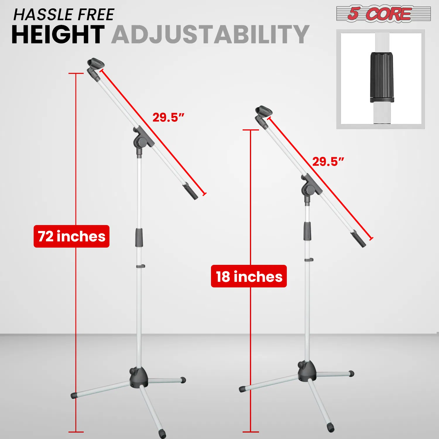 5 Core Tripod Mic Stand Floor 4Pcs Adjustable 18 to 72 Inches Sturdy Boom Arm Holder Microphone Stands Pedestal Para Microfono for Singing image 2