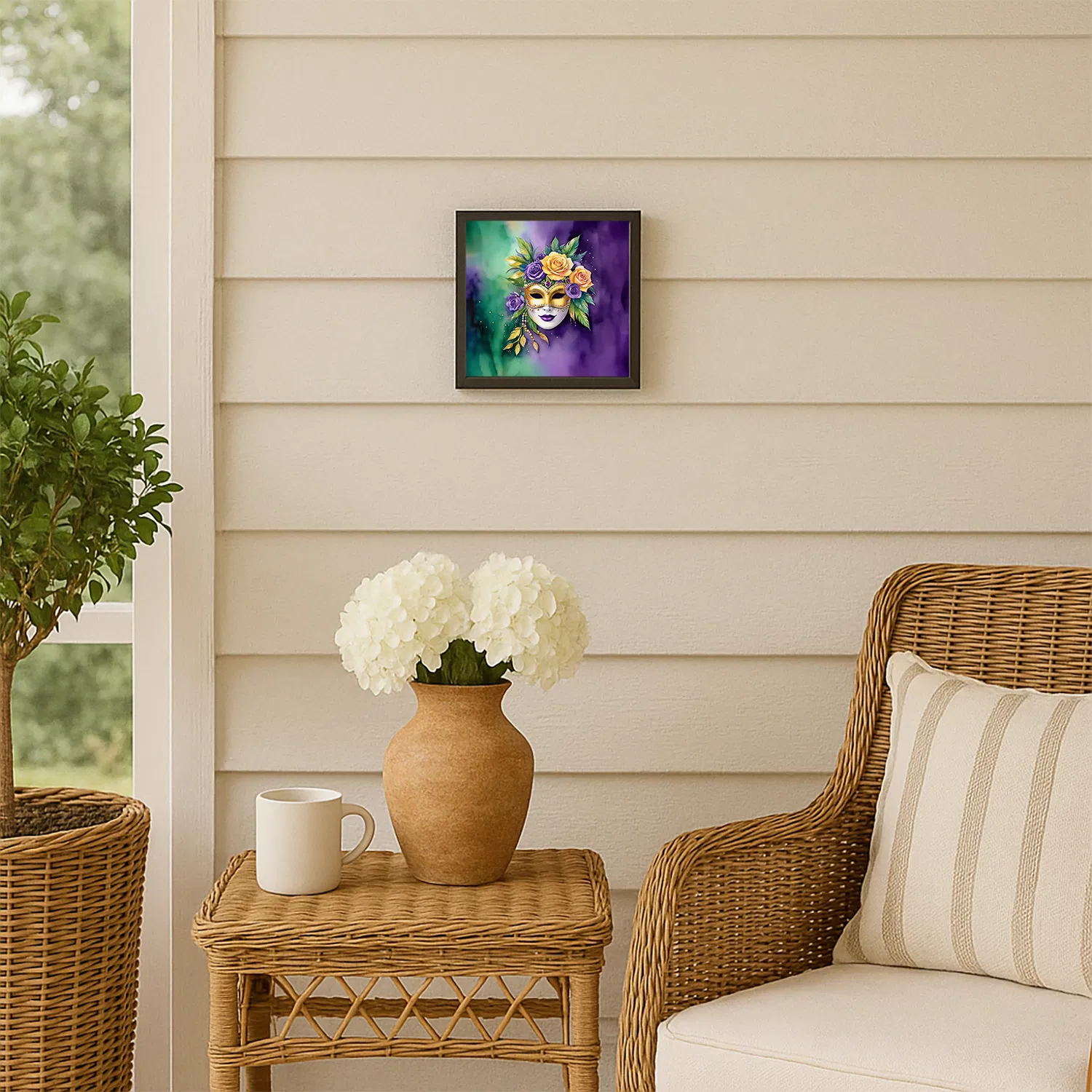Mardi Gras Framed Metal Print, 8x8