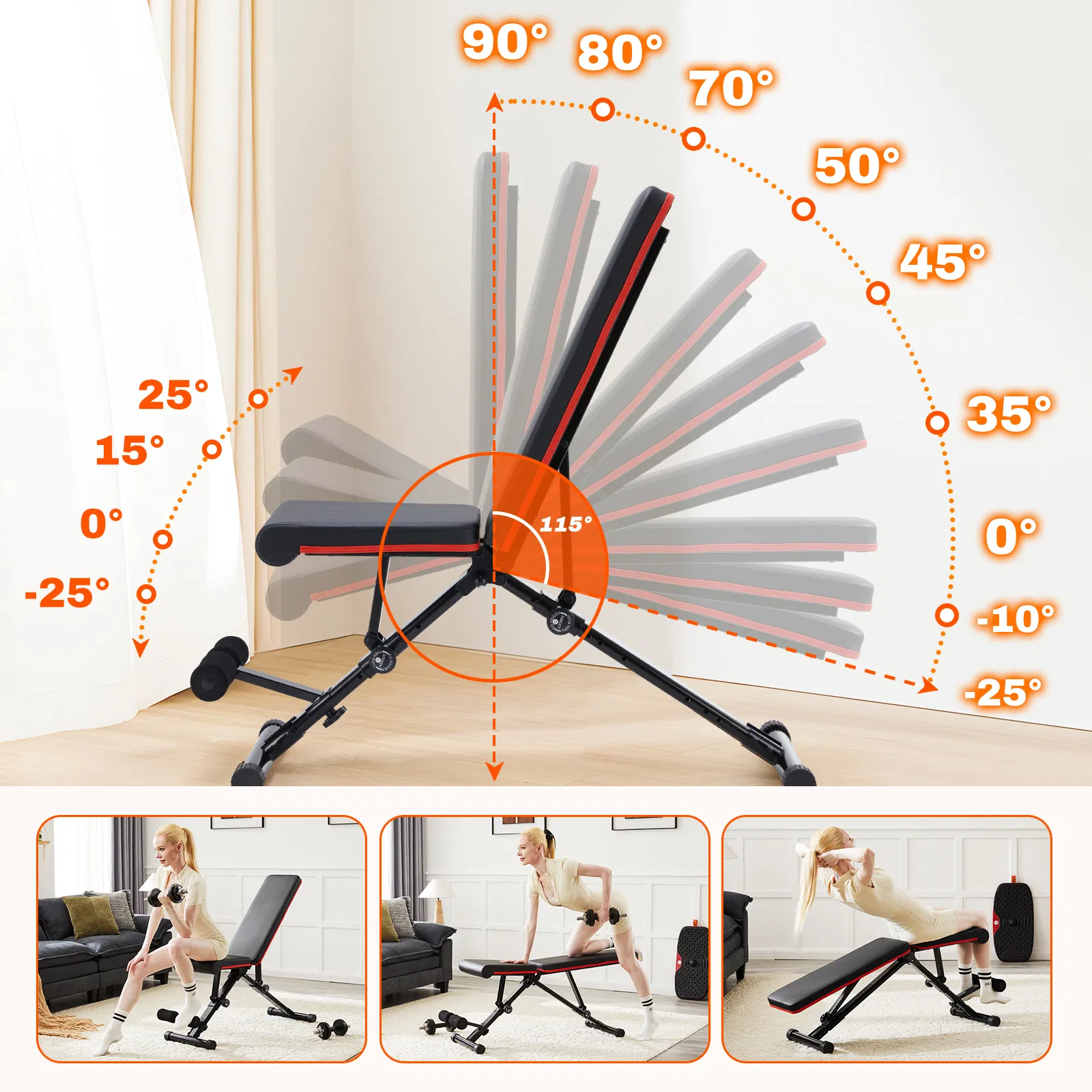 Weight Bench Adjustable Workout Bench for Home Gym, Foldable Bench Press for Full Body Exercise and… image 7