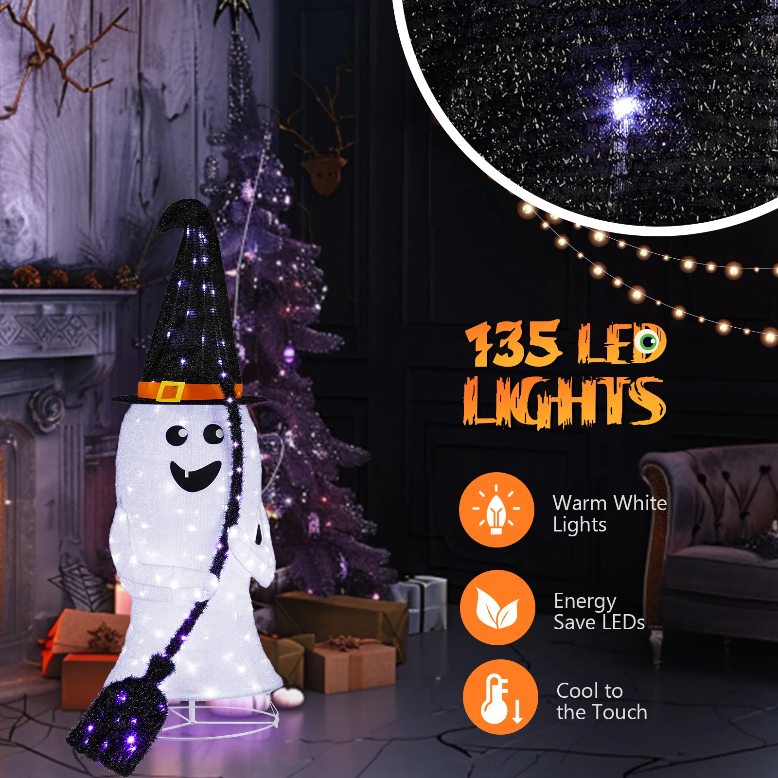 Replace 944001634ft Ghost 100LED Lighted Outdoor Halloween Decorations image 4