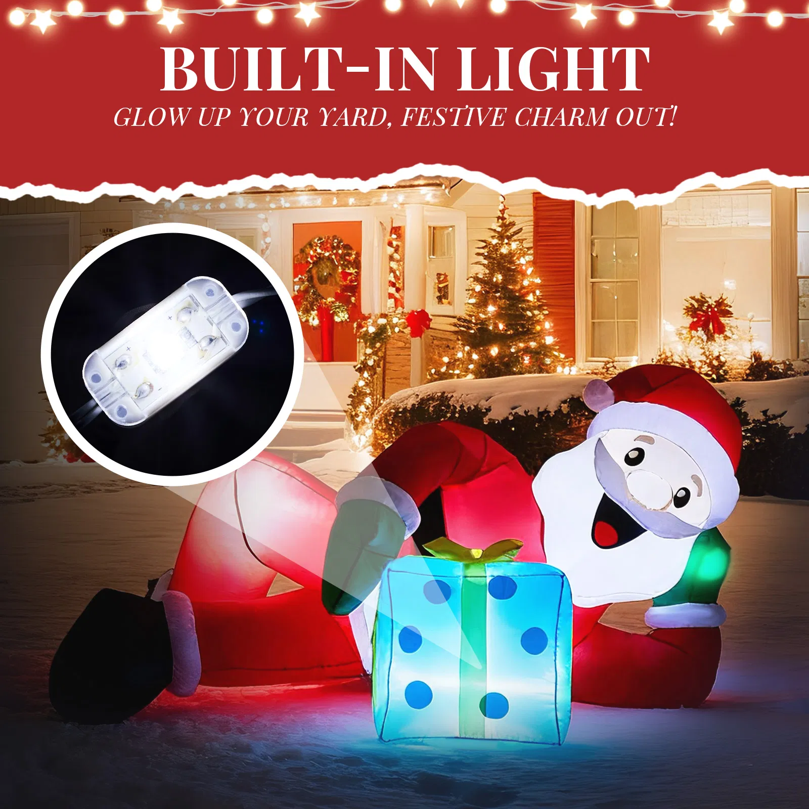 7FT Lighted Christmas Inflatable Decoration, Inflatable Santa Lying on Floor, Funny Blow Up Yard Decorations with Built-in LED Lights for Holiday Party Front Yard Lawn Garden Decor image 6
