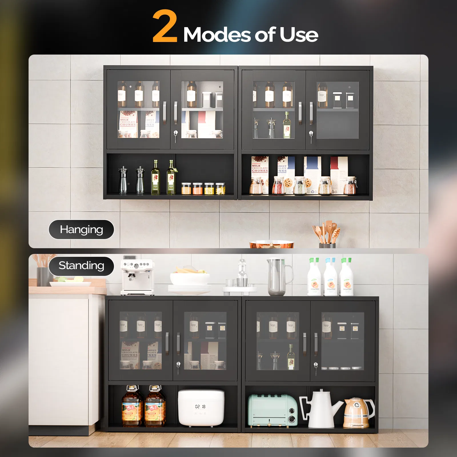 Steel 31.50" 31.50" 11.81" wall cabinet (without lights), steel display case, black image 6