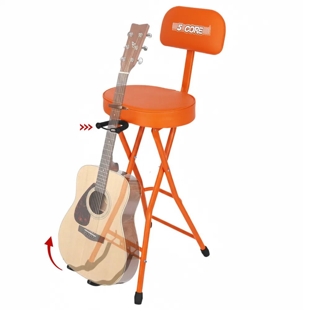 5Core Guitar Stool 3.15" Padded Chair w Backrest Foldable Music Seat Built in Foot Rest Guitar Stand image 18