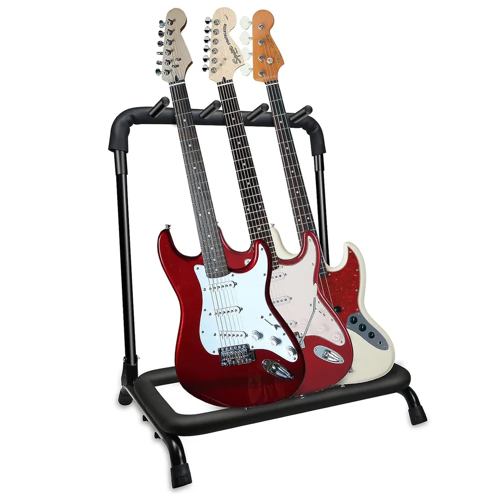 5 Core Guitar Rack 3 Slot Multi Guitar Stand Triple Display Floor Stand Safe Storage Foldable Portable…