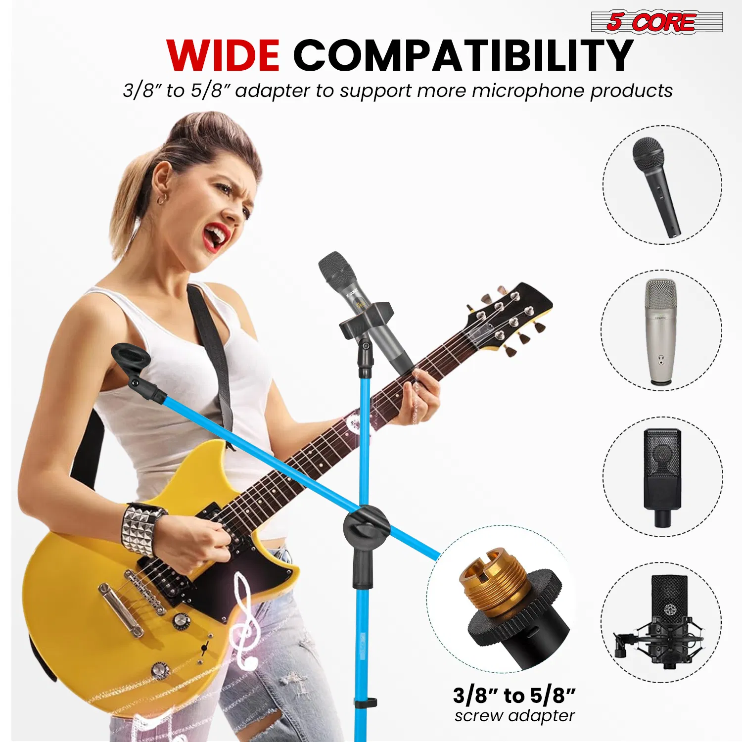 5Core Tripod 4Pcs Mic Stand Adjustable 76" Heavy Duty Floor Microphone Boom Arm image 8