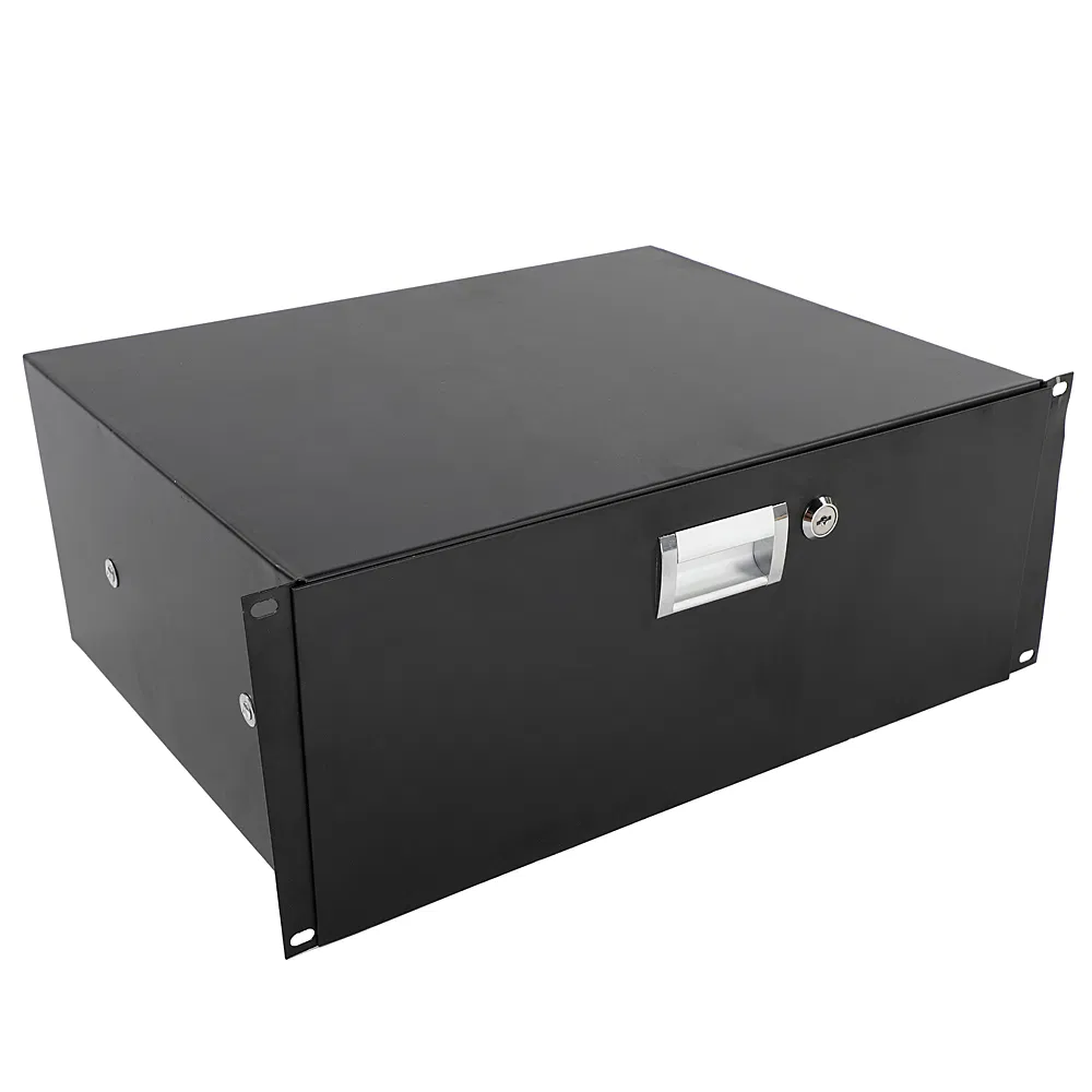19" 4U Steel Plate DJ Drawer Equipment Cabinet with Keys Black image 15