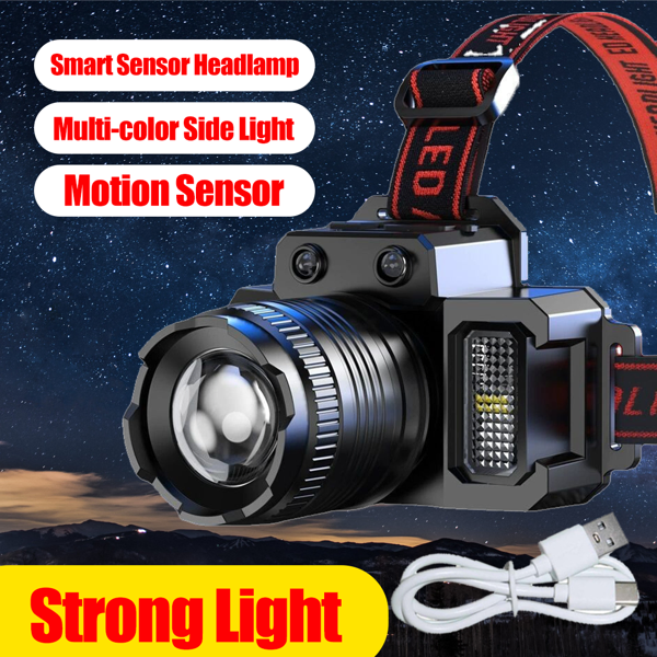 5-Modes LED Headlamp Motion Sensor Headlamp USB Rechargeable Canping Hiking Headlight-19