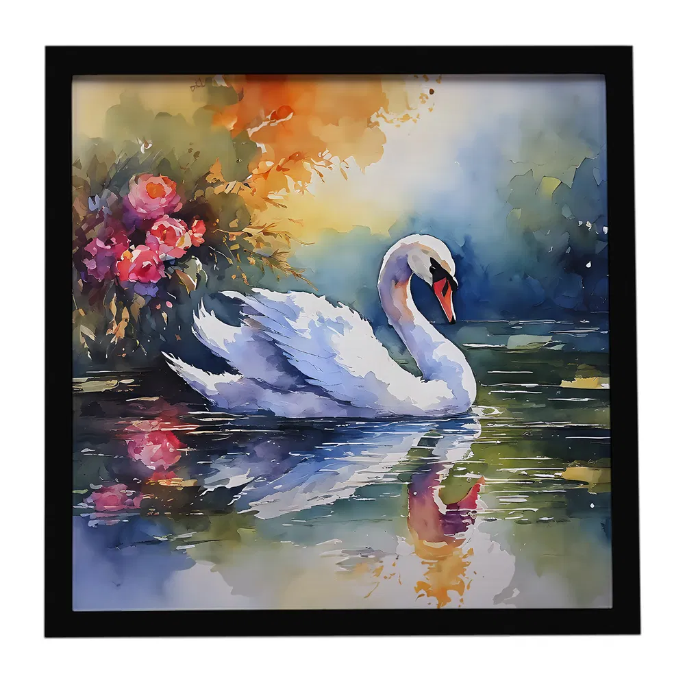 Swan Framed Metal Print, Square, picture 4 of 4
