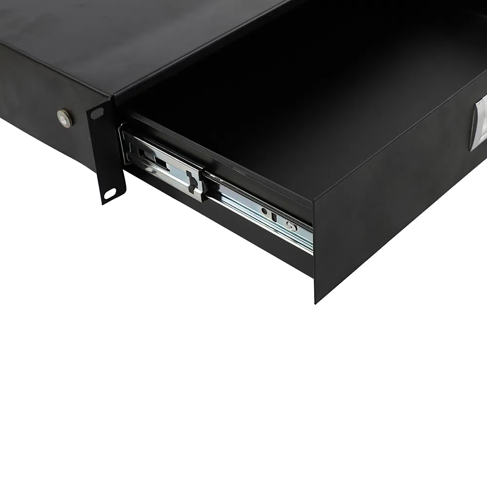 19" 2U Steel Plate DJ Drawer Equipment Cabinet with Keys Black image 15