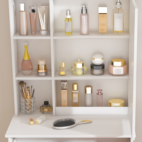 Modern Mini Dressing Table with LED-lit Mirror & Hidden Storage,Includes Padded Stool,Adjustable… image 16
