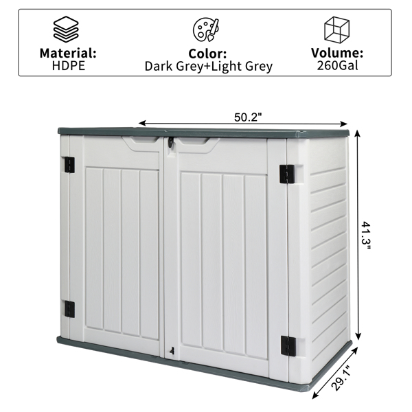 260gal 灰加白 竖纹 HDPE塑料 庭院塑料收纳箱-22