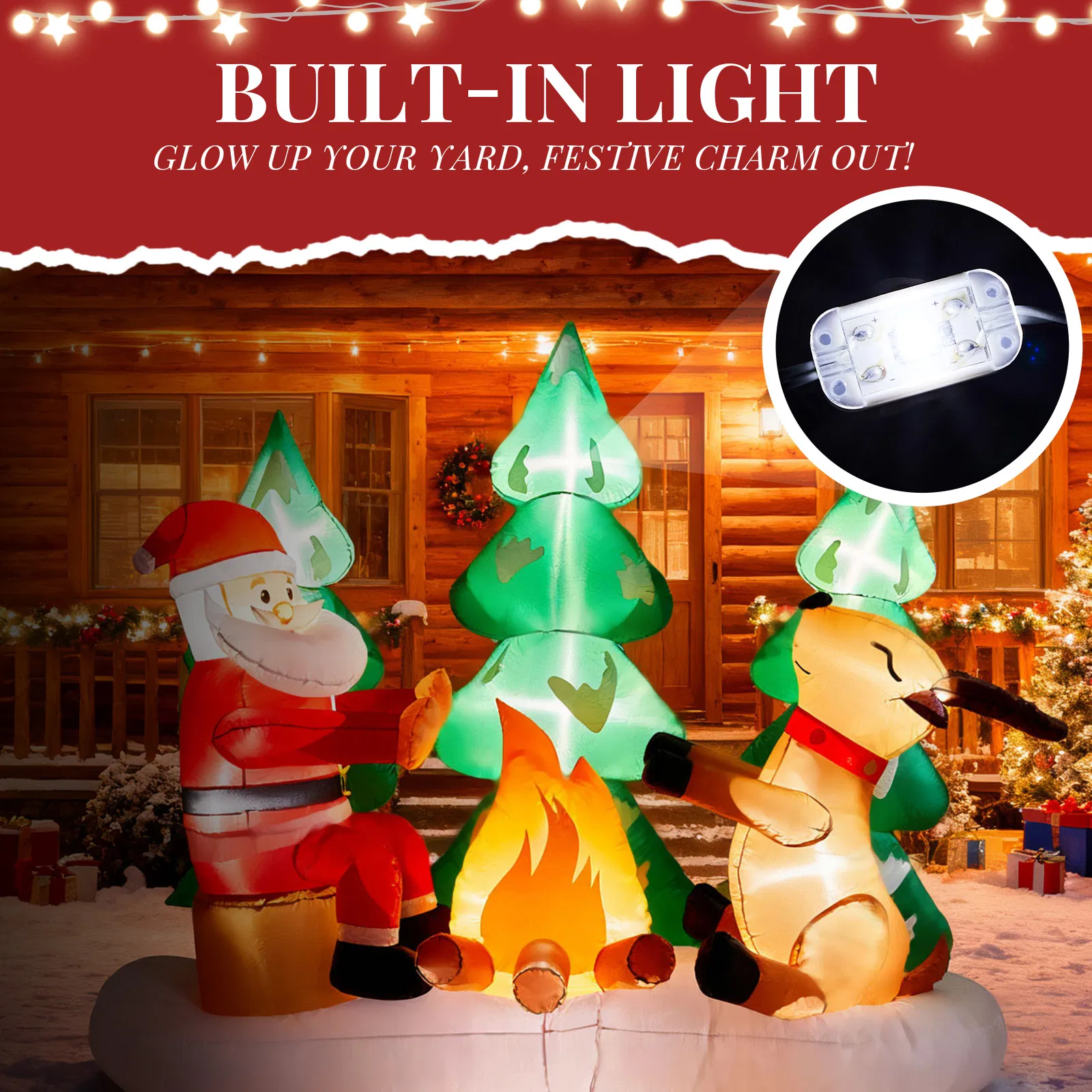 9FT Lighted Christmas Inflatable Decoration, Inflatable Santa and Reindeer Around Campfire, Funny Blow Up… image 2
