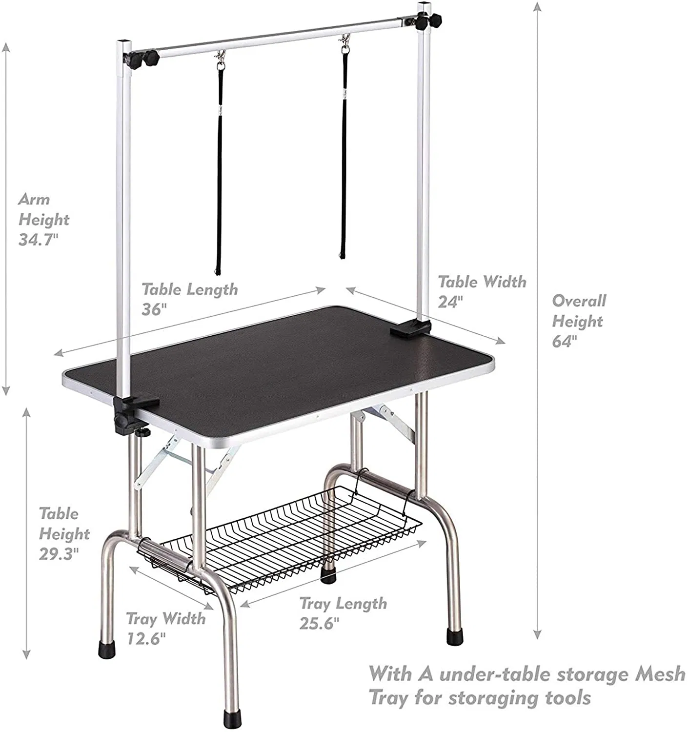 36" Professional Dog Pet Grooming Table Adjustable Heavy Duty Portable w/Arm & Noose & Mesh Tray — image 1