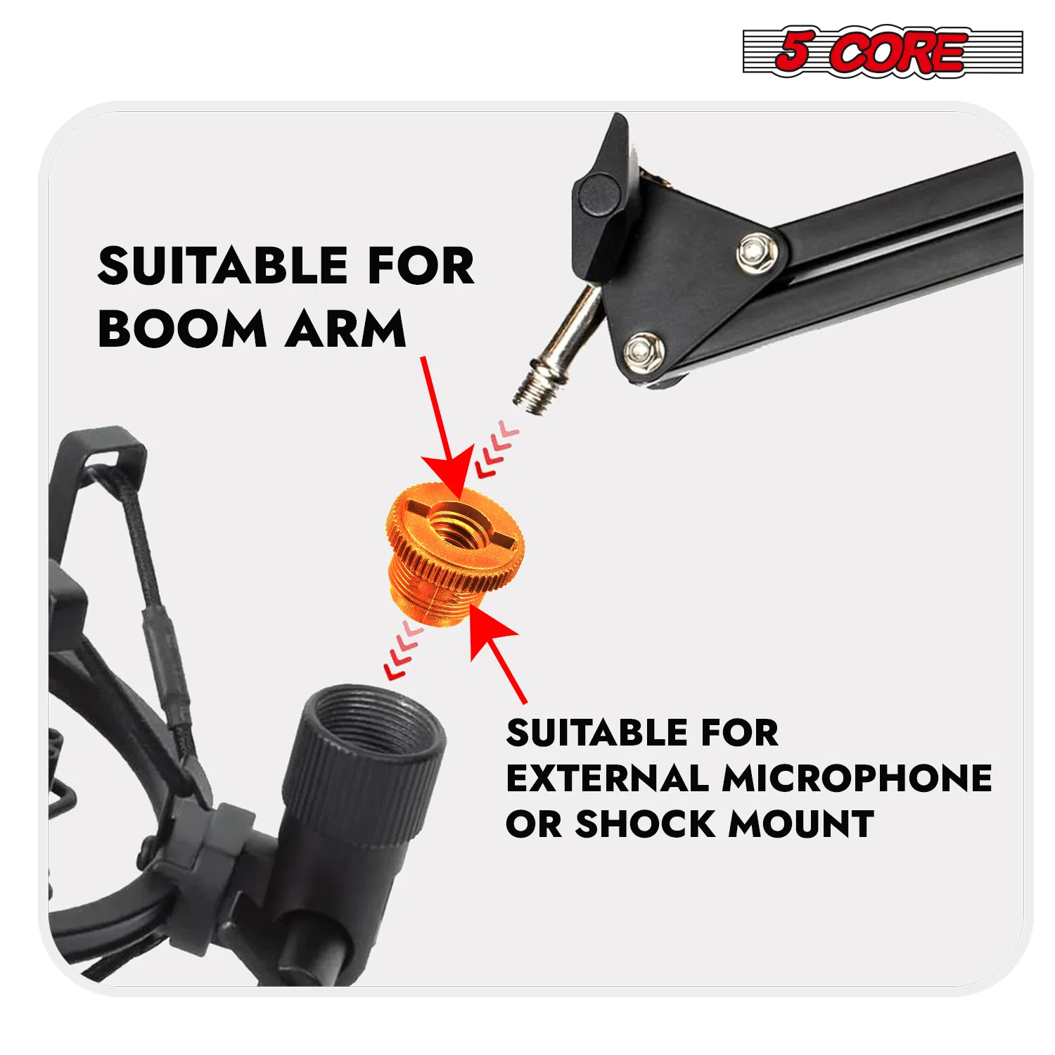 5 Core Microphone Stand Adapter Pack 5/8 M to 3/8 F, 3/8 M to 5/8 F, ¼ image 2