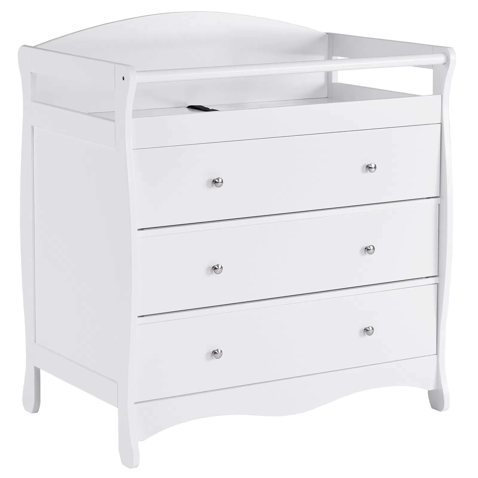 White 3-Tier Drawer Baby Cot with Safety Guard – 90.5x58x92cm | Wooden Baby Bed & Storage Combo image 15