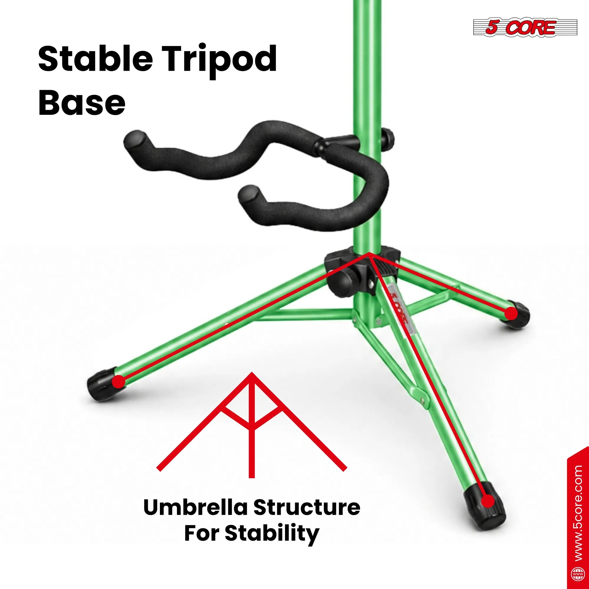 5 Core Guitar Stand Floor Adjustable Heavy Duty w Neck Holder for Acoustic Electric Classic Bass image 5