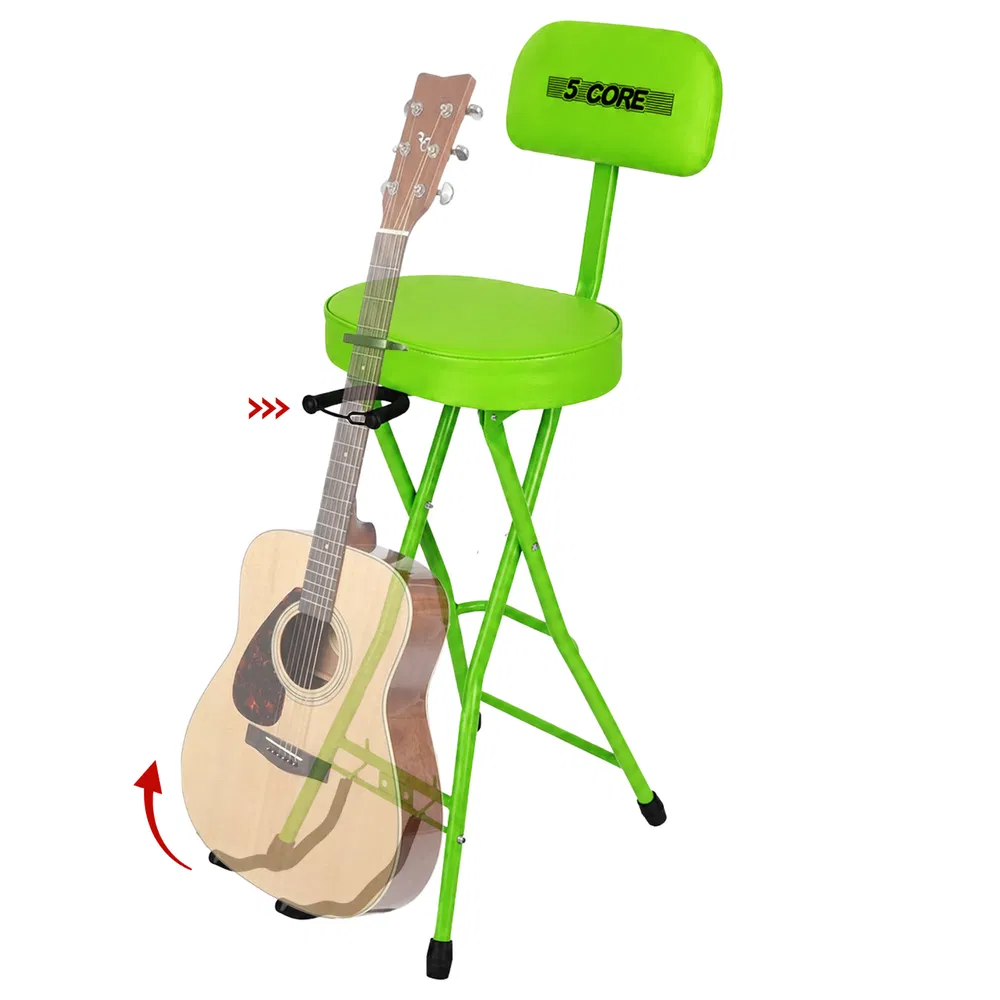 5Core Guitar Stool 3.15" Padded Chair w Backrest Foldable Music Seat Built in Foot Rest Guitar Stand image 21