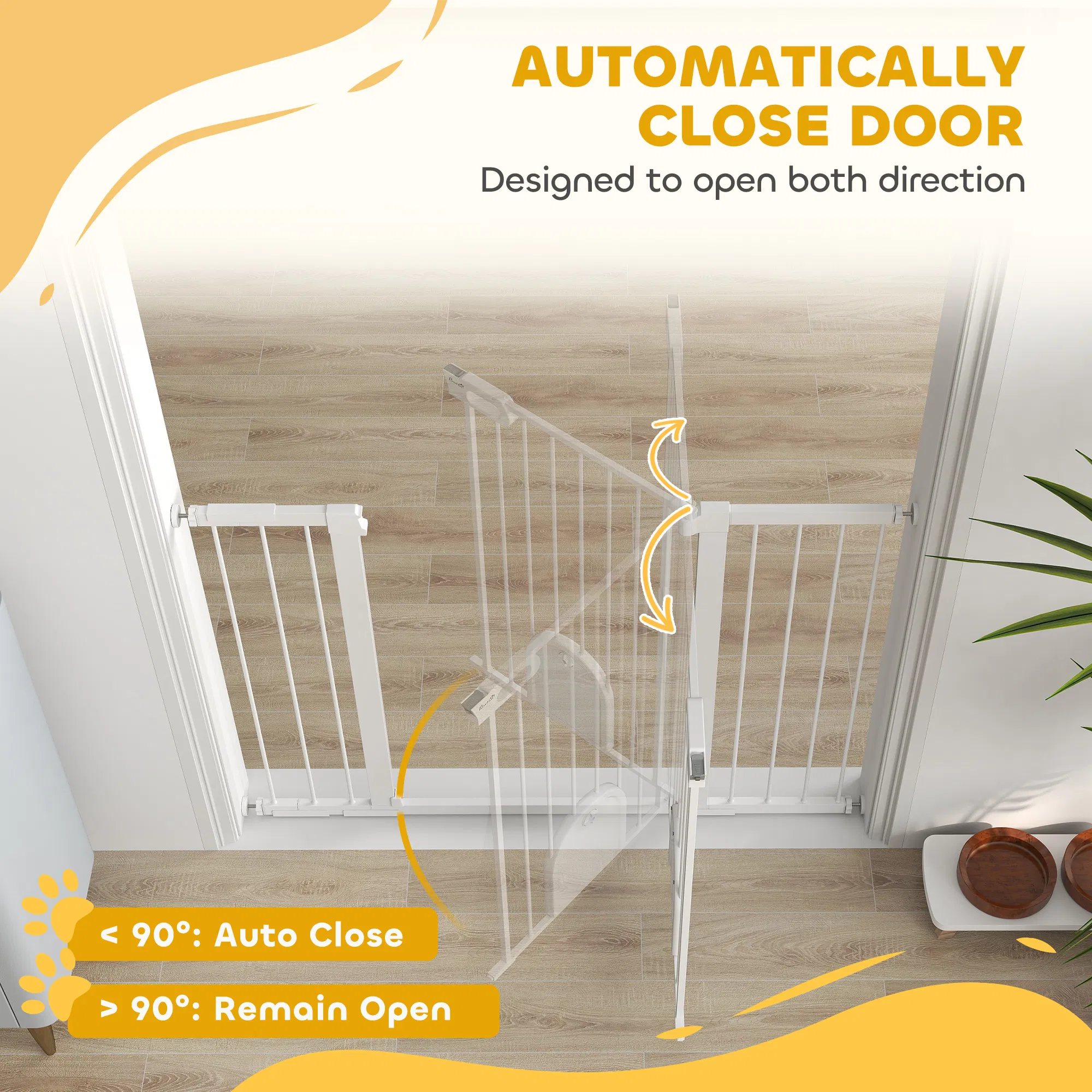 30"-52" Extra Wide Pet Gate Barrier with Small Door, 35"H Dog Gate with Safety Gate Barrier, Stair Pressure Fit, Black — image 1