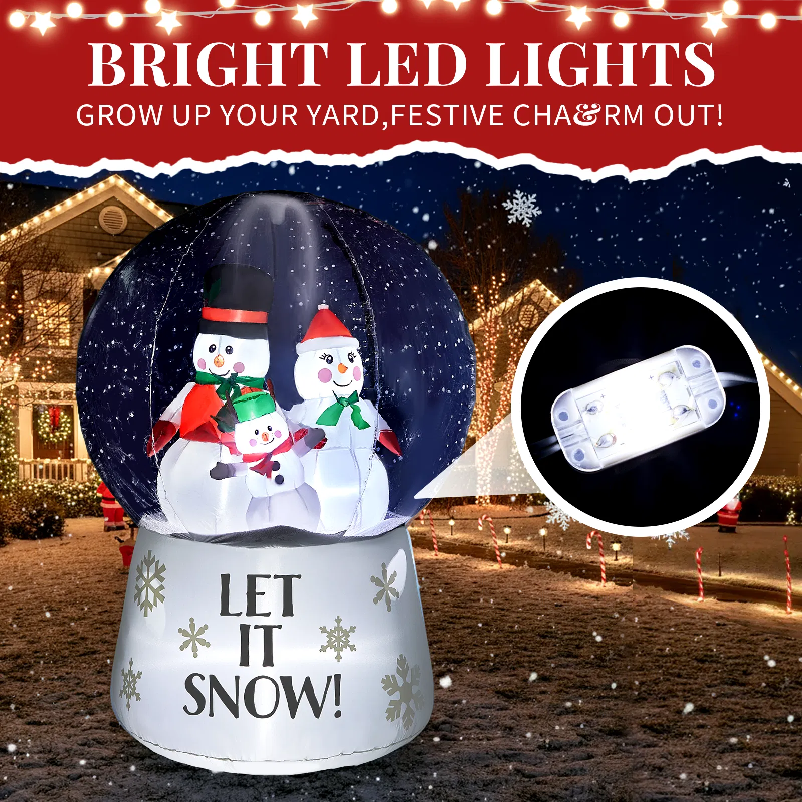 6 FT Lighted Christmas Inflatable Decoration, Large Inflatable Snow Globe with Snowman Family, Funny Blow… image 6