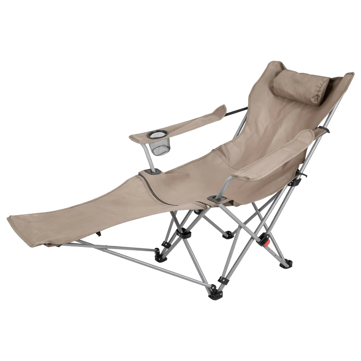 1Pc Reclining Camping Chair with Footrest 4-Position Adjustable Outdoor Folding Chair Heavy Duty Portable Camping Lounge Chair with Headrest Cup Holder & Side Pocket for Outdoor Beach Patio Travel image 12