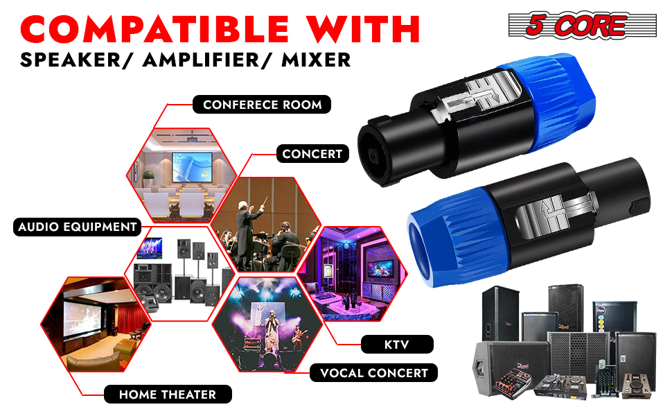 5Core Speakon Adapter High Quality Audio Jack Male Audio Pin Speaker Adapter Connector image 11