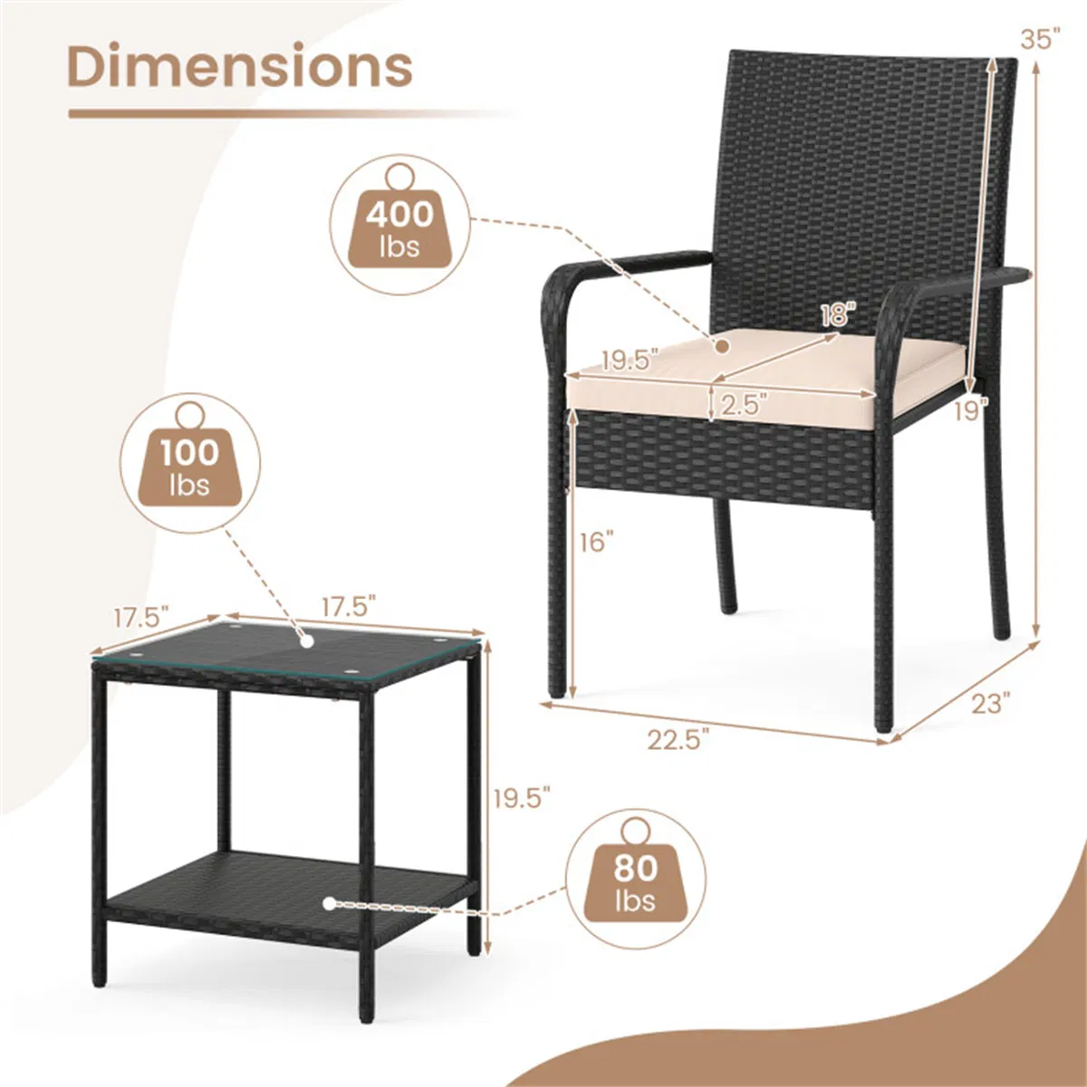 PE Wicker Bistro Set, picture 2 of 5