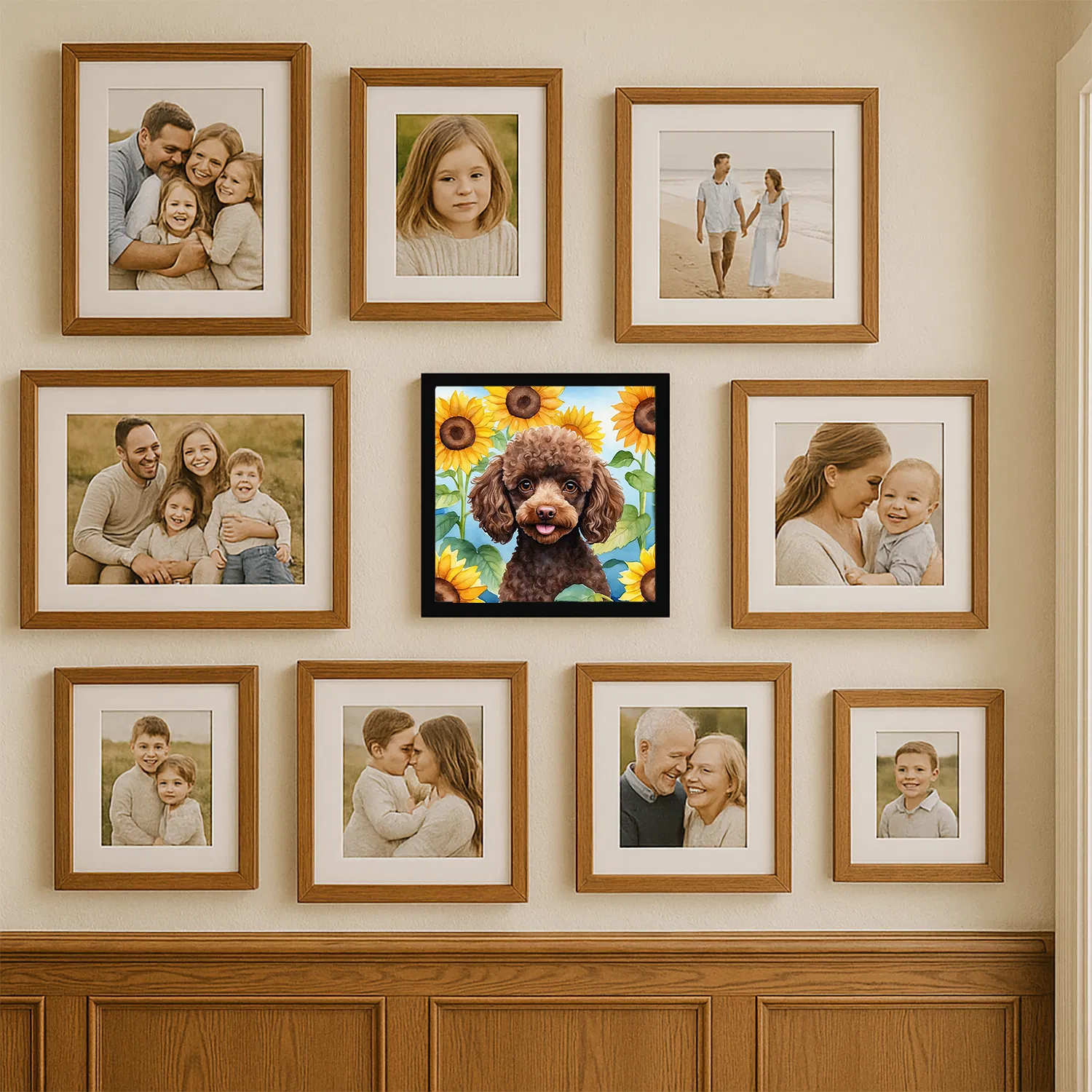 Framed Metal Print, Poodle in Sunflowers, picture 2 of 4