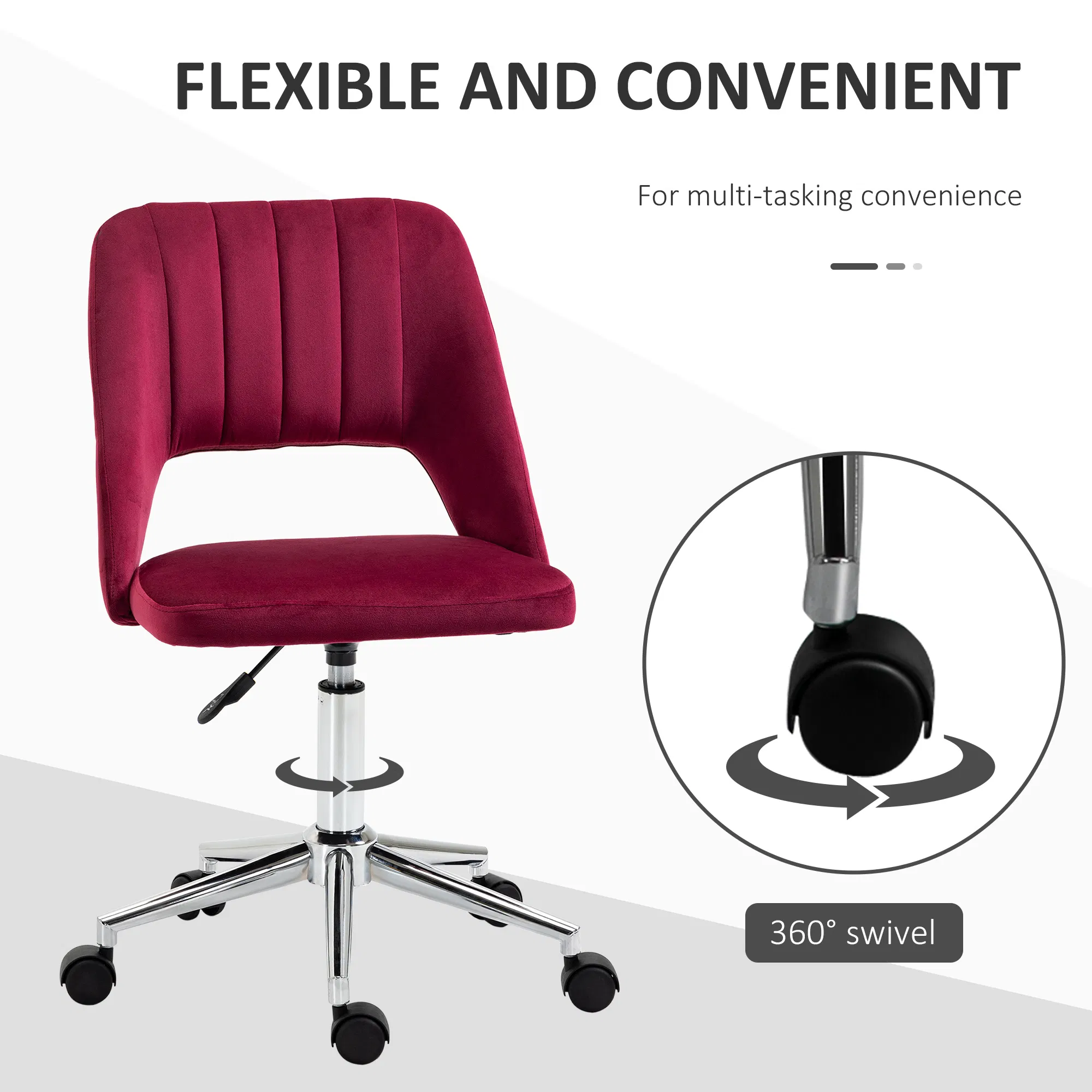Velvet Swivel Office Chair, picture 4 of 5