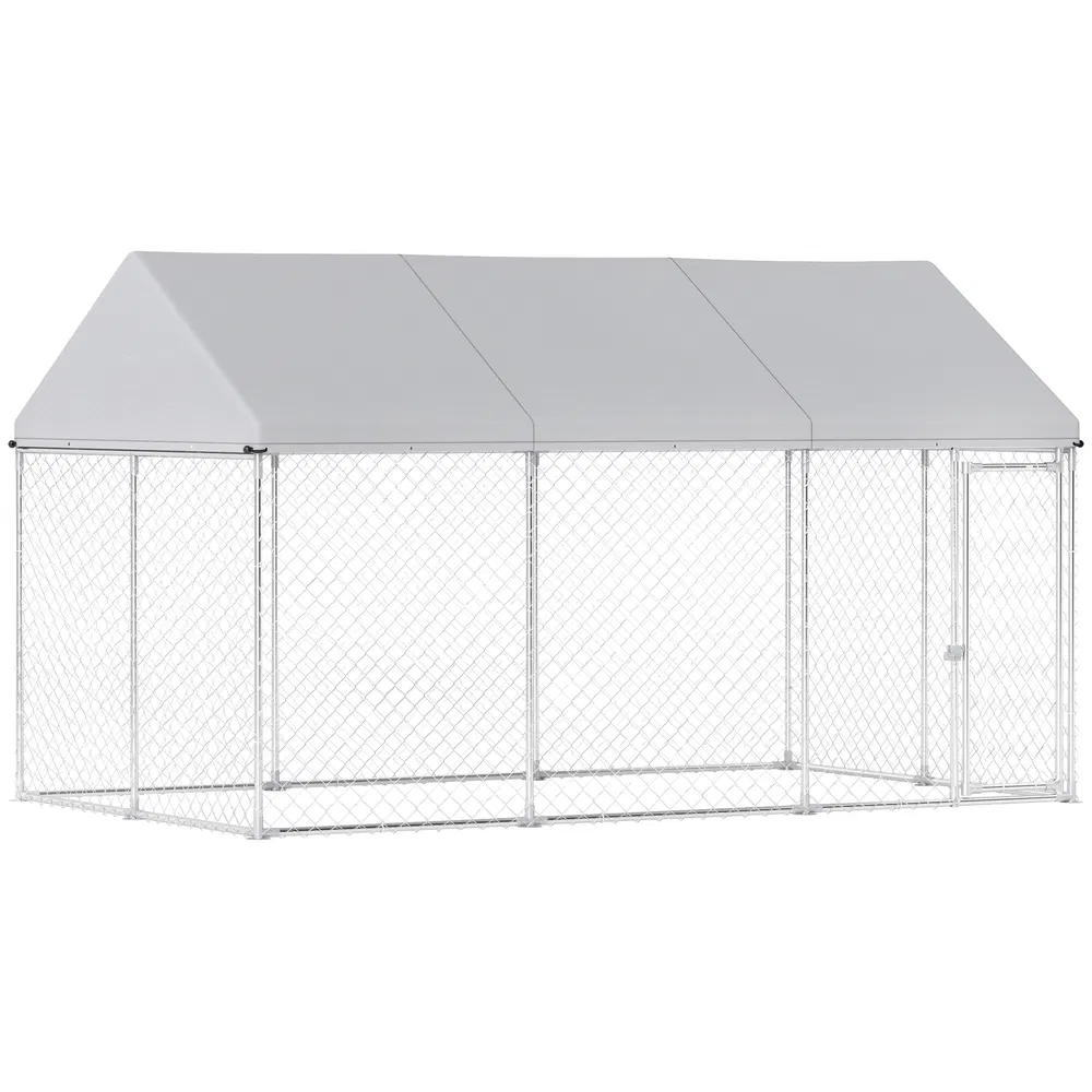 Galvanized Steel Outdoor Dog Kennel with Roof, Safety Lock, for Backyard, 13.1' x 7.5' x 7.8' - Default