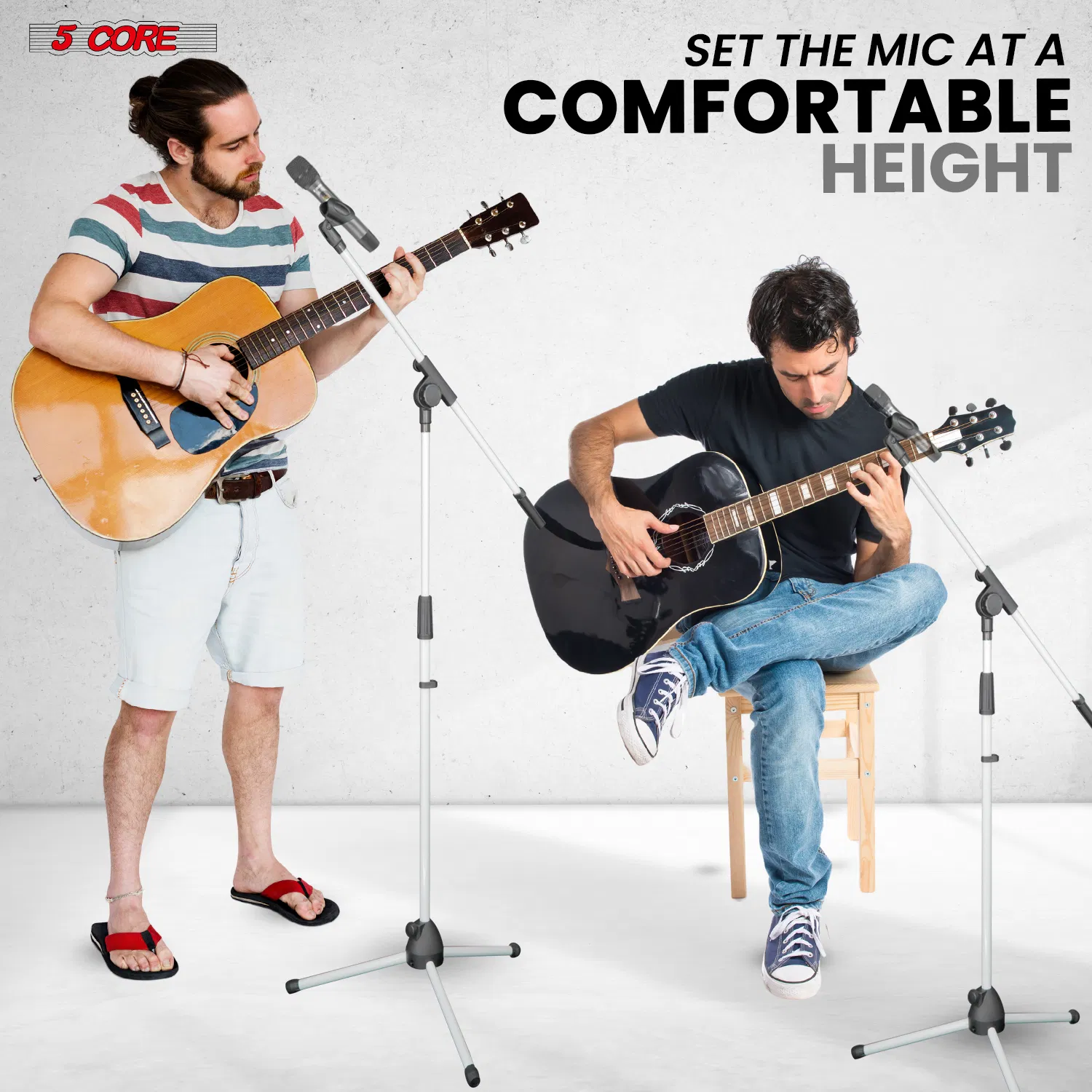 5 Core Tripod Mic Stand Floor 4Pcs Adjustable 18 to 72 Inches Sturdy Boom Arm Holder Microphone Stands Pedestal Para Microfono for Singing image 12