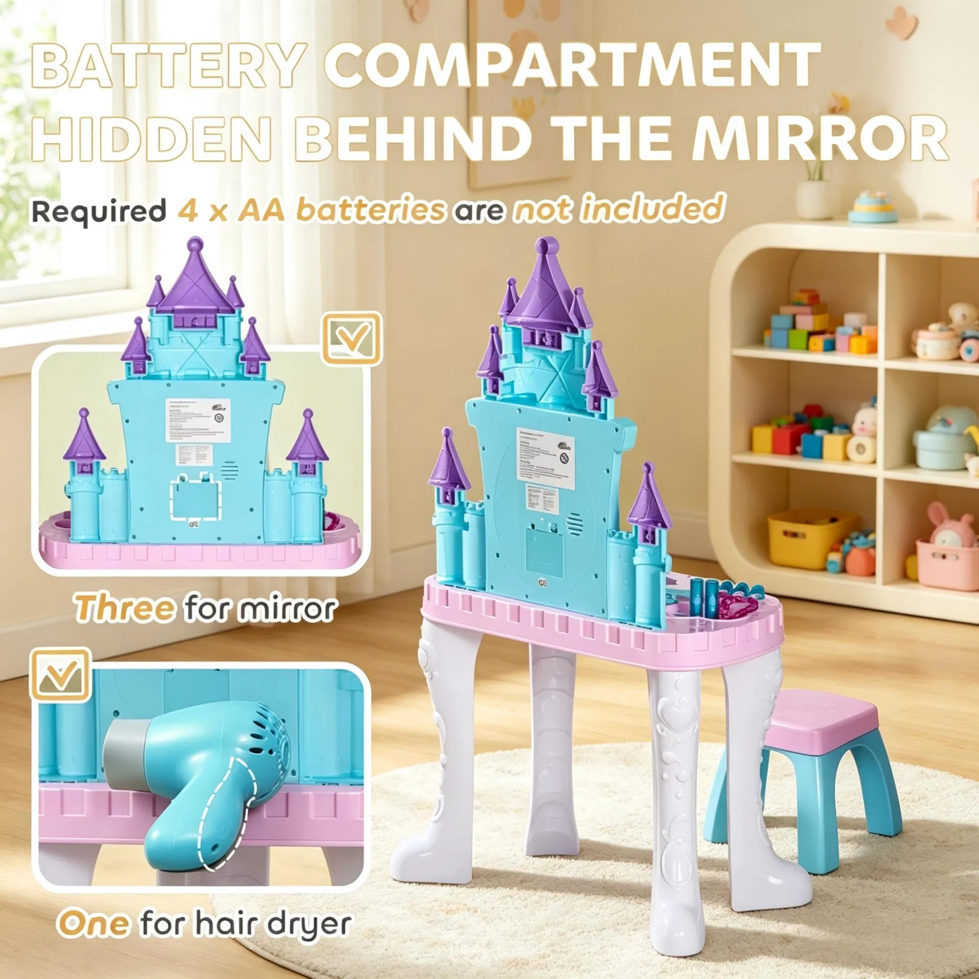 Kids Vanity Table and Stool, picture 4 of 5