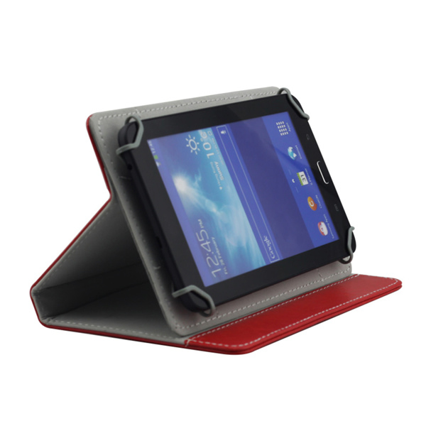 Funda universal de cuero de 7 pulgadas con textura de piel de vaca, rojo-11