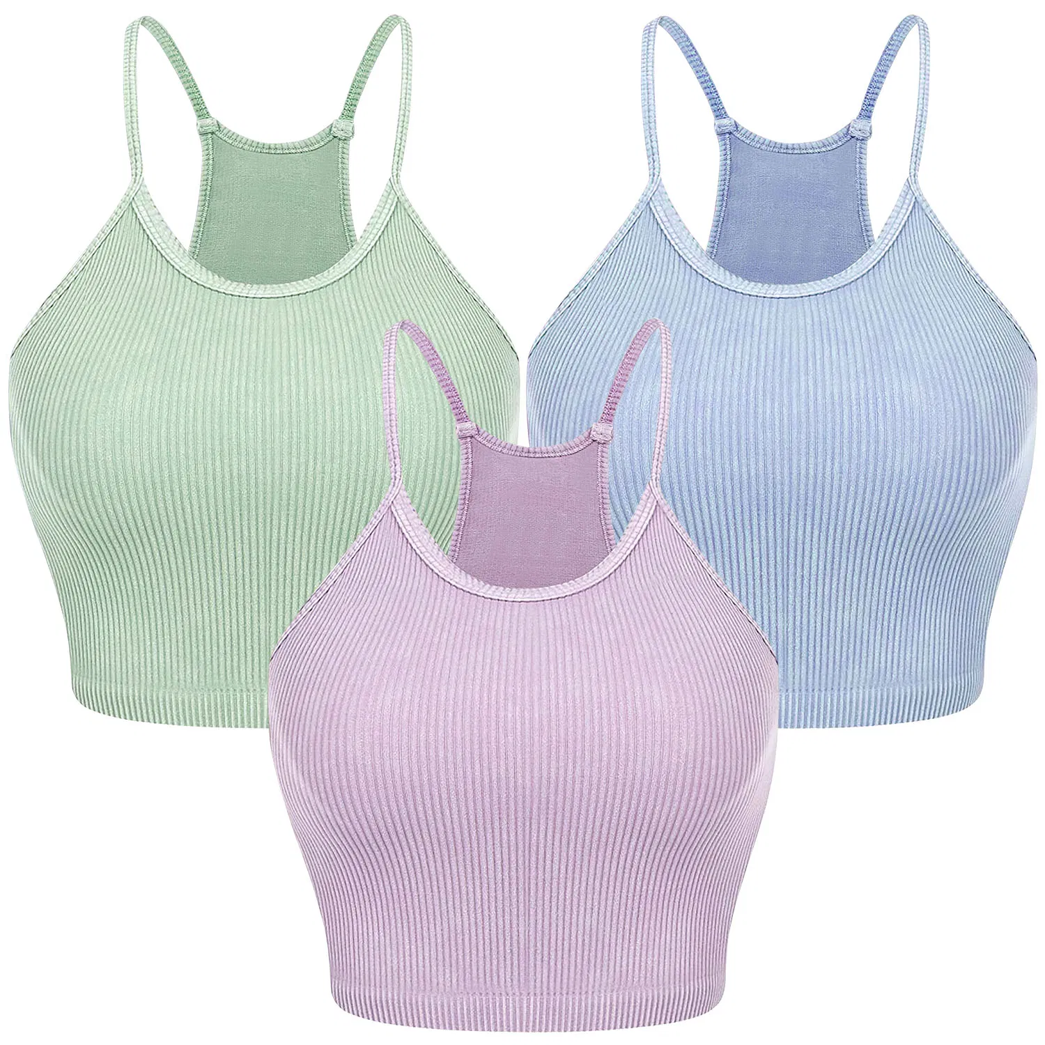 3 Pack Women Crop Basic Tank Top Ribbed Knit Sleeveless Round Neck 9 Color Machine Wash Summer Crop S to XL image 8