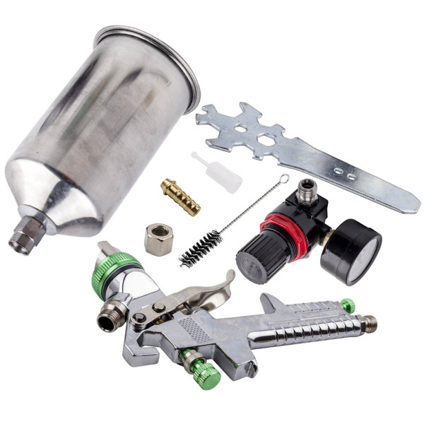 2.5mm HVLP Feed Car Air Spray Gun Kit W/ Regulator Gauge Paint Sprayer-10