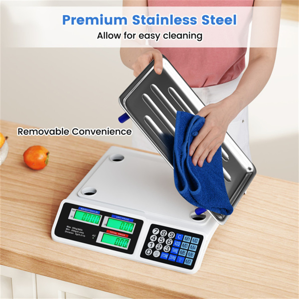 66lb/30kg Digital Produce Scale: 0.01lb/5g Precision, Dual Backlit LCD, 3 Power Options, Detachable Stainless Steel Platform for Market/Deli-17
